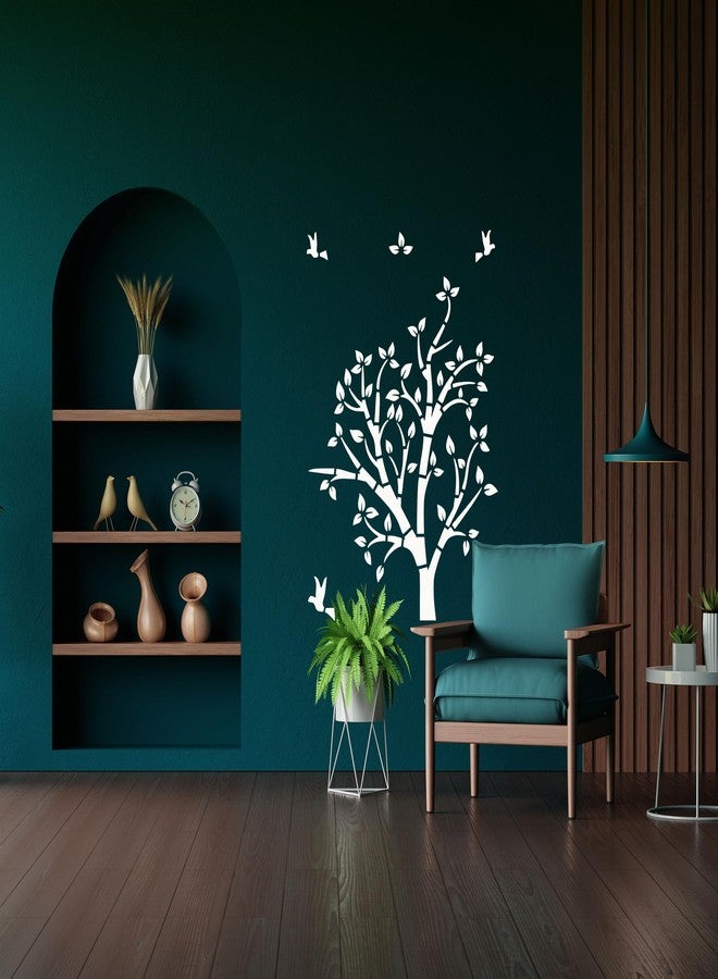 استنسل ستينكارت لرسم الجدران، شجرة منزلية مع طيور، تصميم استنسل قابل لإعادة الاستخدام لتزيين الجدران (16 بوصة × 24 بوصة) - تصميم قابل لإعادة الاستخدام، مناسب للمنزل والمكتب (عبوة من قطعة واحدة) - Image 5